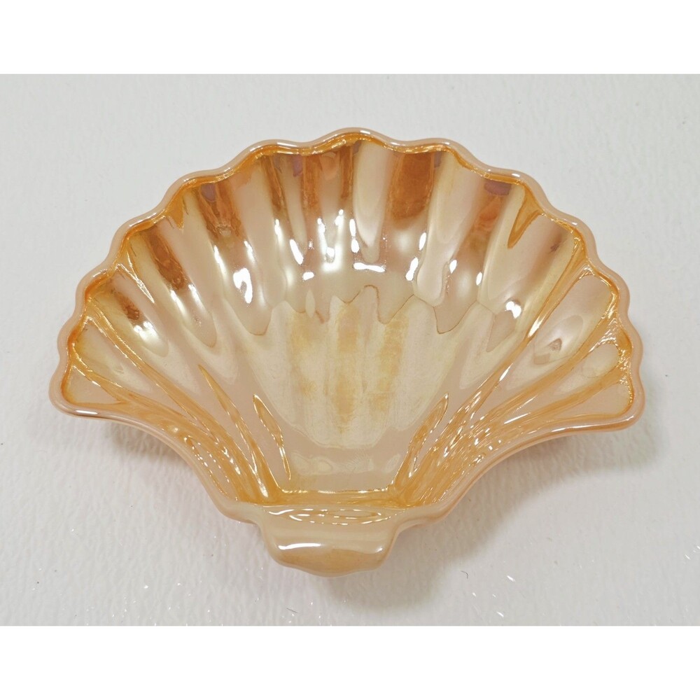 Vintage Anchor Hocking Fire-King Peach Lustre Scalloped Seashell Dish Soap Dish